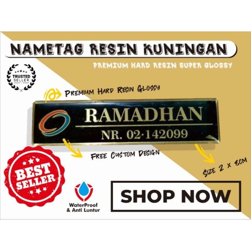 

NAMETAG RESIN BEST QUALITY Bahan Kuningan