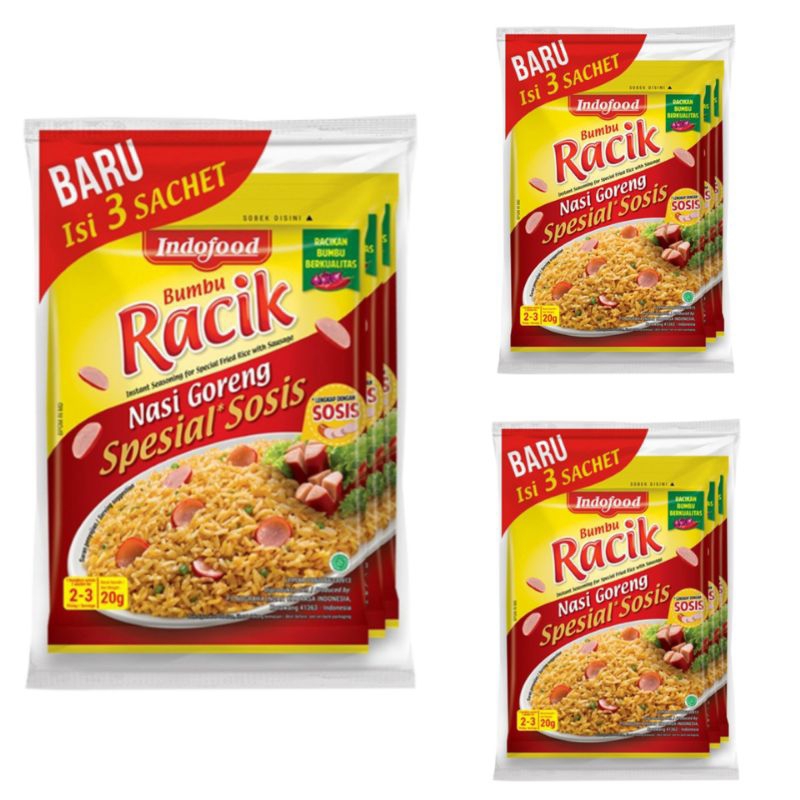 

INDOFOOD RACIK BUMBU NASI GORENG SPECIAL SOSIS 3X20gr / Bumbu Instan / Bumbu Nasi Goreng