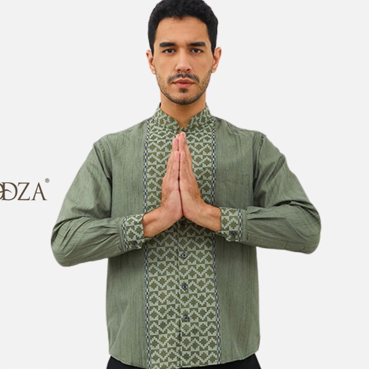 Terbaru Odza Baju Koko Lengan Panjang Pria Regular Fit Jumbo Rachmana Hijau Lumut