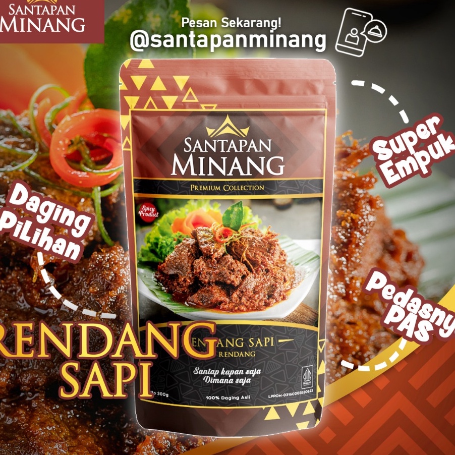 

XC26619 Rendang Daging Sapi Asli Khas Padang 3 gr Halal Santapan Minang