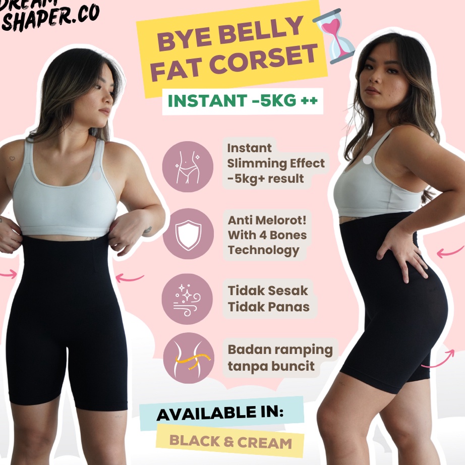 TERBARU DREAMSHAPER  BYE BELLY FAT CORSET PANTS Celana Korset Slim Pelangsing Perut Paha Wanita Seam