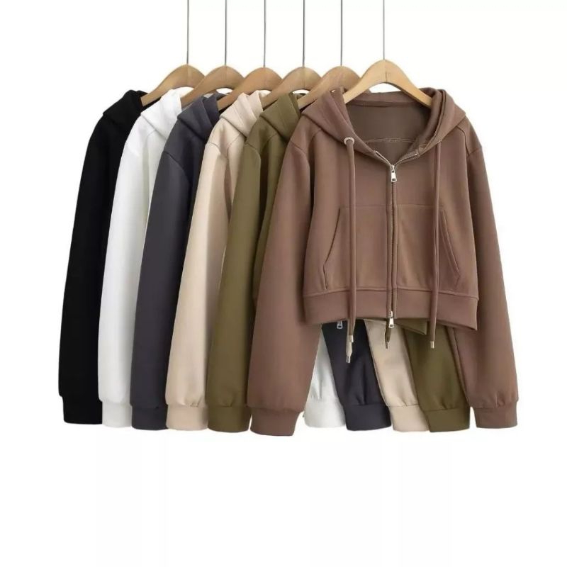 Hoodie Crop Top Korea Cantik Keren