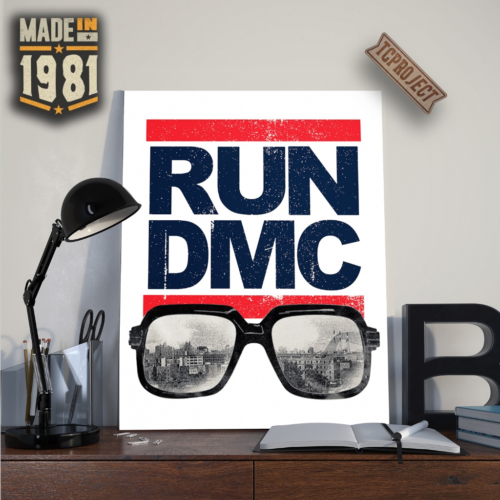 Poster Musik Logo Run DMC Hip Hop - Hiasan Dinding kayu