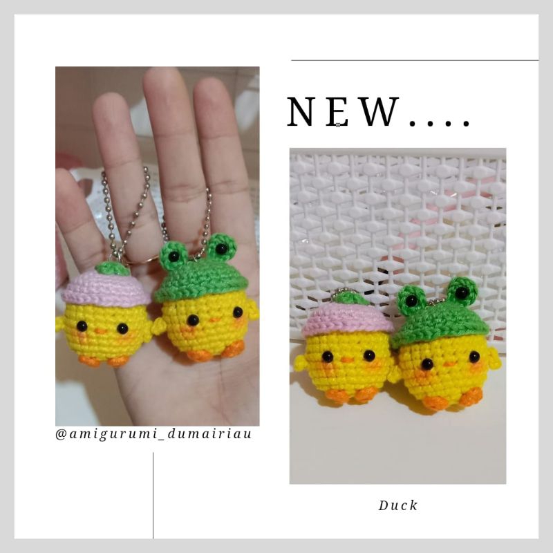 gantungan kunci bebek / gantungan rajut bebek