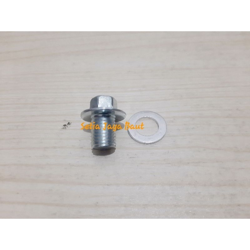 Baut tap oli tutup pembuangan oli mesin honda beat vario scoopy genio ( baut + ring )