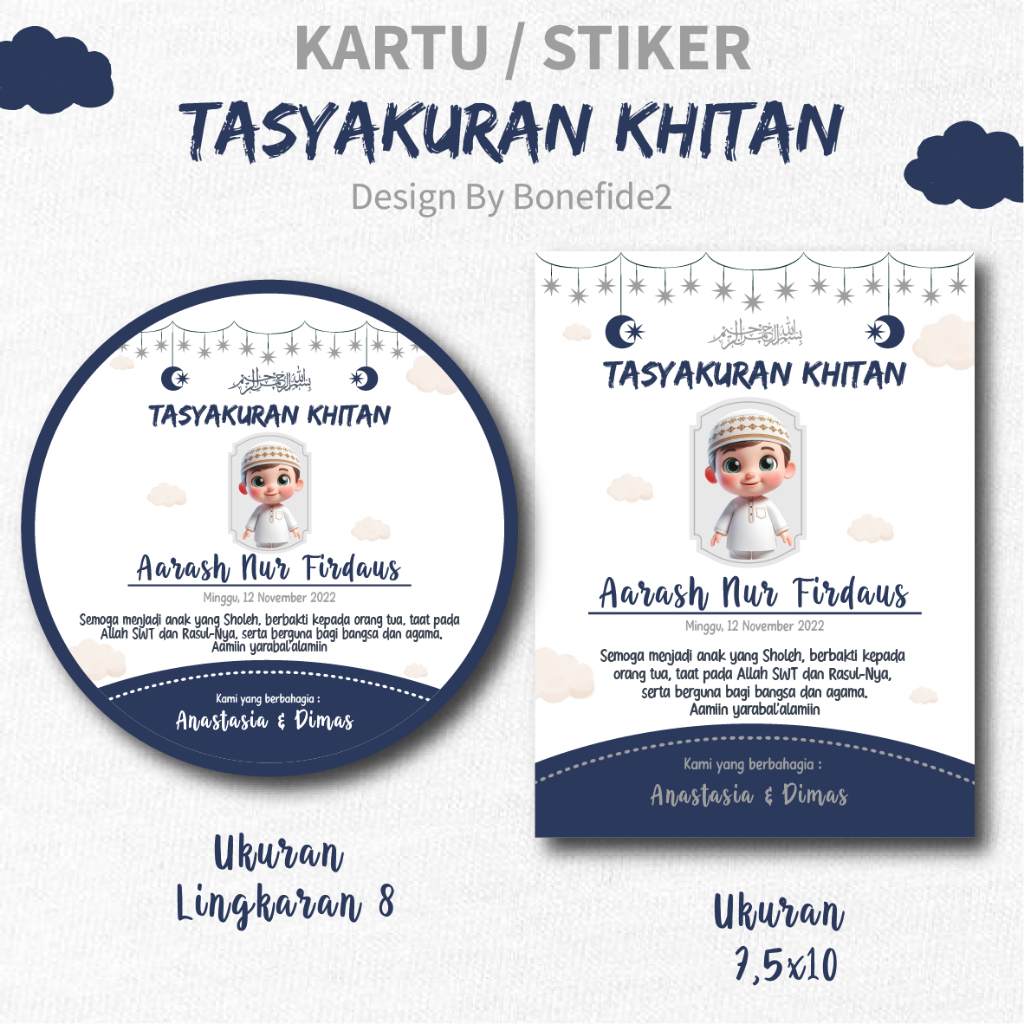 

Stiker / Kartu Label Syukuran Khitanan / Hangtag / Hangtag 3in1 - Tasyakur Walimatul Khitan (PART 1)