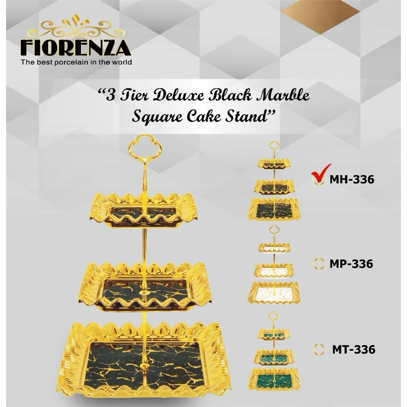 Tempat Kue Keramik Marble Fiorenza Bertingkat 3 MP 336