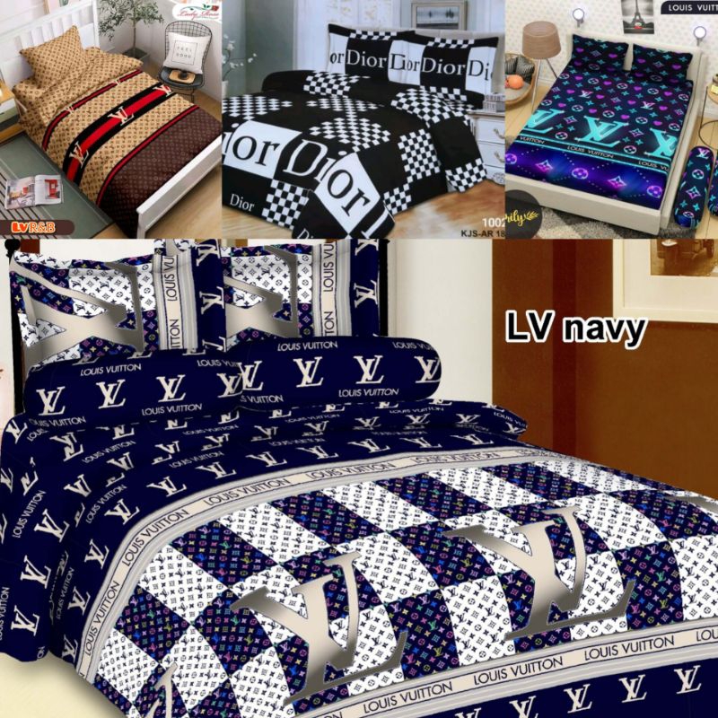 Bedcover + Sprei Set DIOR / LV Glamour 1 Set Selimut Bedcover & Sprei Set Ukuran Single / Queen / Ki