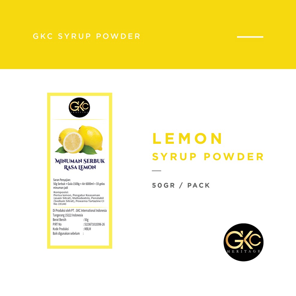 

Top Design Bubuk Sirup Lemon Powder Syrup Serbuk Minuman Powder Drink sudah HALAL GKC Heritage Konsentrat 5 gram