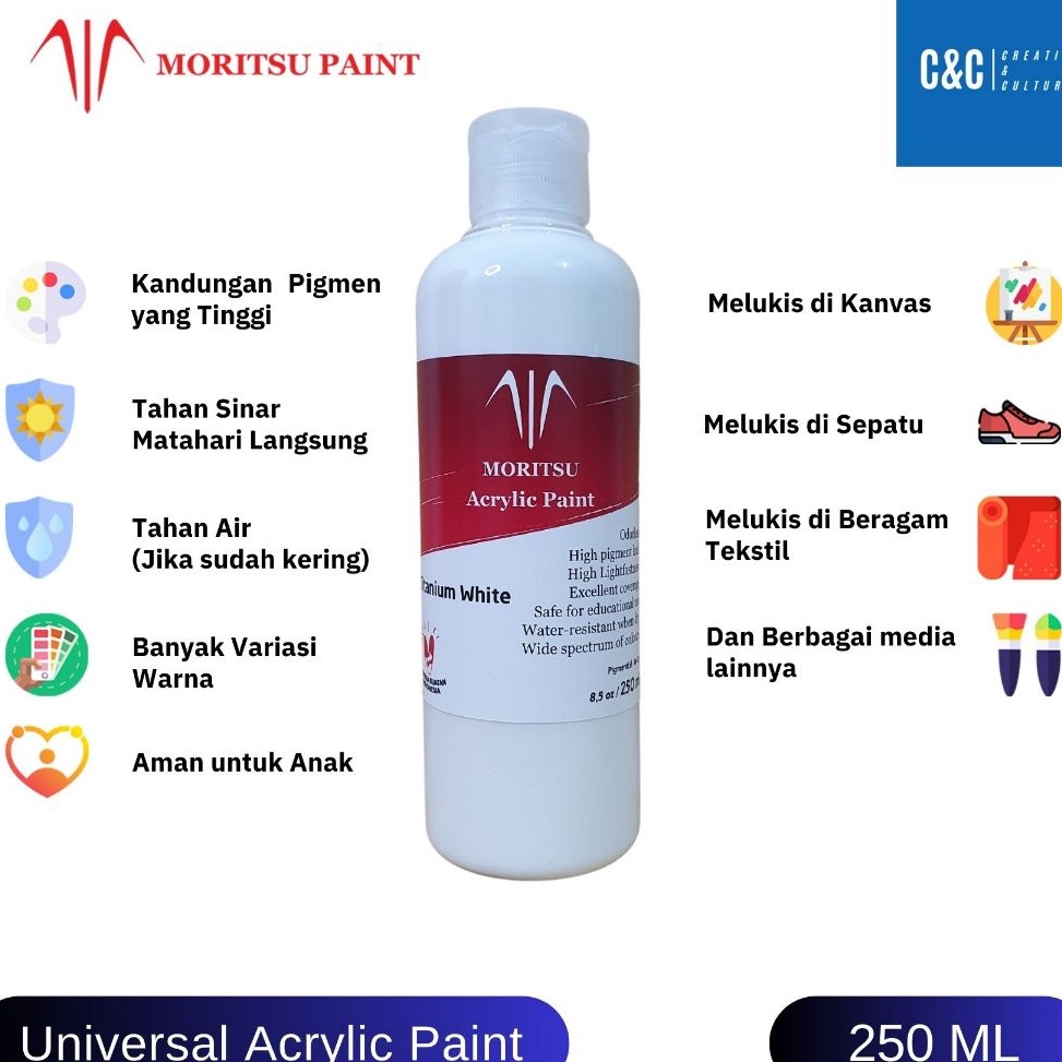

ART G24H Cat Akrilik Moritsu Premium 25ml Moritsu Premium Acrylic Paint 25ml