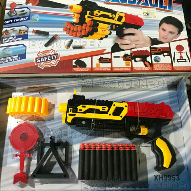 Mainan Sniper Tembak Tembakan Nerf " AZZAULT " feature : Lampu Senter - Lampu Led Laser - Sound Effe