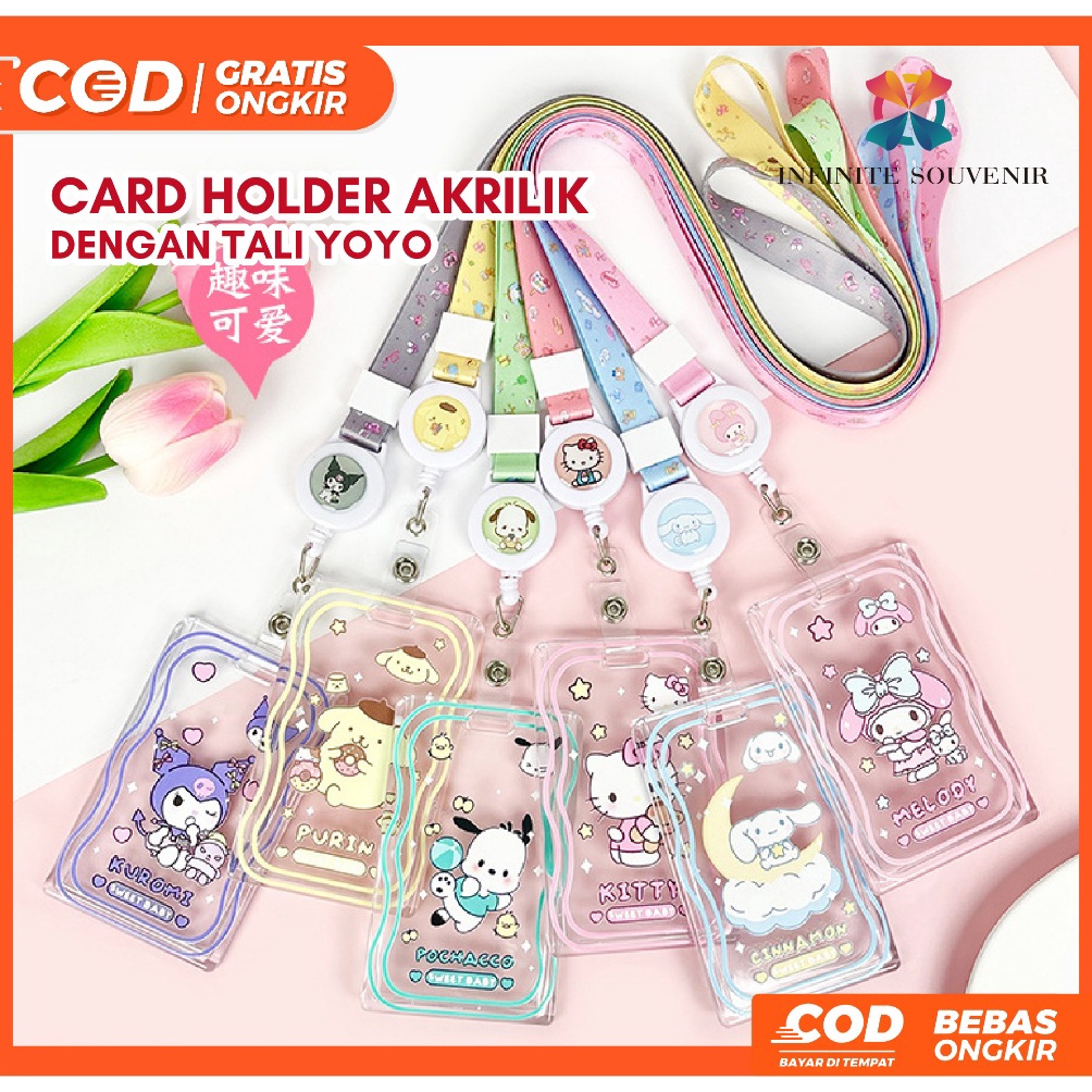 

ART Q74B N17 ID Card Holder Tali Yoyo Tempat Kartu dengan Tali Lanyard Yoyo Bisa ditarik hingga 45 cm Name Tag Kartu Identitas dengan Tali Gantung Variasi Sanrio Hello Kitty Pompompurin Pochacco My Melody Cinnamorol