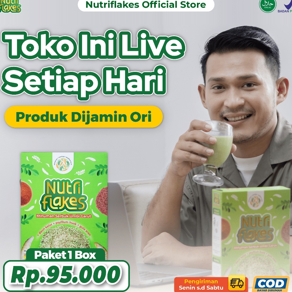 

Hot Product Nutriflakes Sereal Umbi Garut Membantu Meredakan Asam Lambung Paket 1 Box