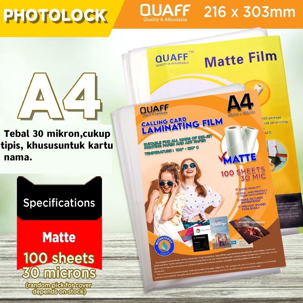 

ART H46L Plastik Mika Laminating FilmQUAFF Calling Card Laminating Film A4 Size 3 Microns MatteGlossy 1sheets pack