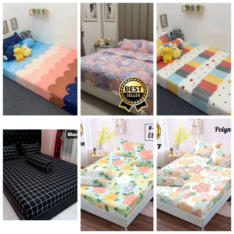 sprei motif aesthetic ukuran 180x200/160x200/140x200/120x200/90x200 sprei kotak korea viral hitam ab