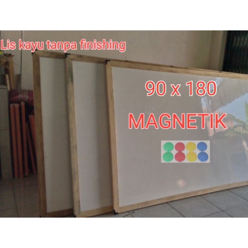 

whiteboard magnetik 90 x 180 lis kayu