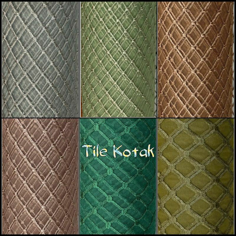 Kain Tile/Tulle Kotak2, Kain tile brokat, tile kotak, tile diamond, tile mutiara, tile polos, tile a