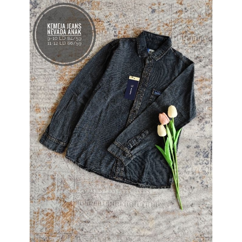 Kemeja jeans Nevada anak lengan panjang