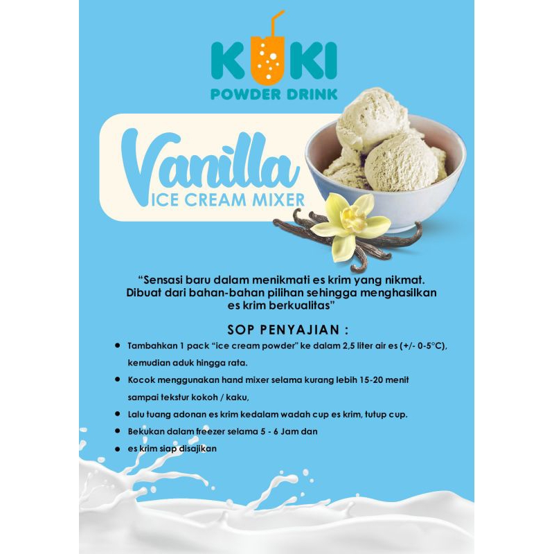 

Bubuk Hard Ice Cream Mixer Rasa Vanila Premium