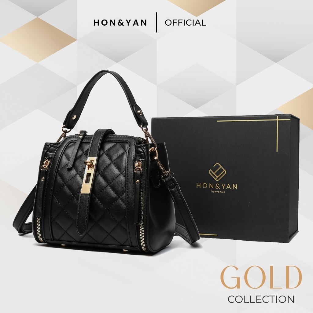 PRELOVED HONYAN GOLD Tas Selempang Wanita Kulit Import - Anya Sling Bag