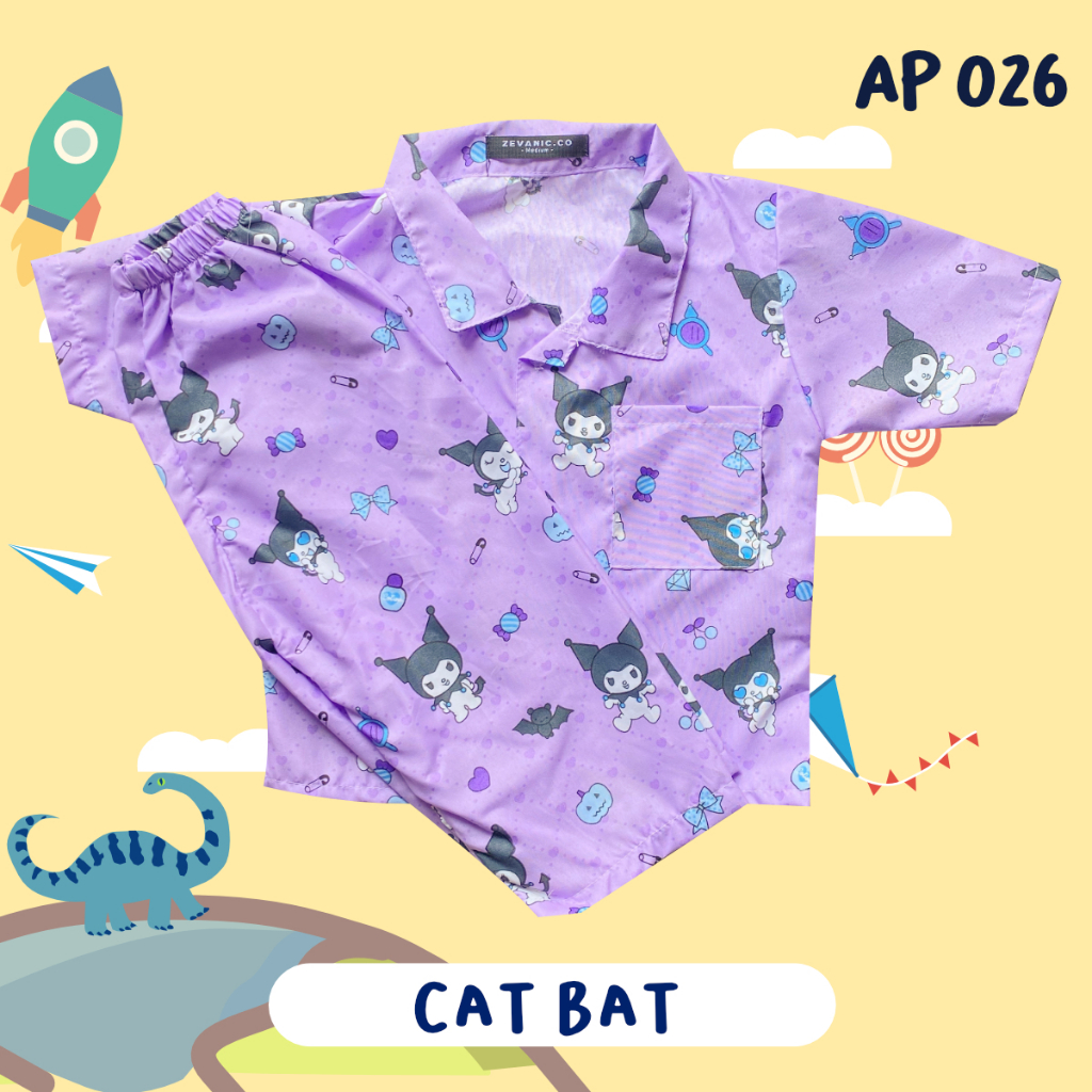 Pajamas Bayi Balita Cowok Umur 1-5 Tahun Setelan Baju Celana Piyama Anak Laki Laki Dinosaurus T4