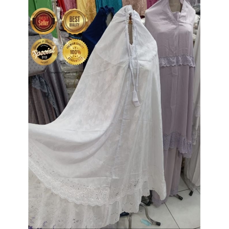 MUKENA ATASAN RUBIAH RENDA TINGKAT / MUKENA ATASAN PUTIH / MUKENA HAJI UMROH / MUKENA ATASAN MEDAN