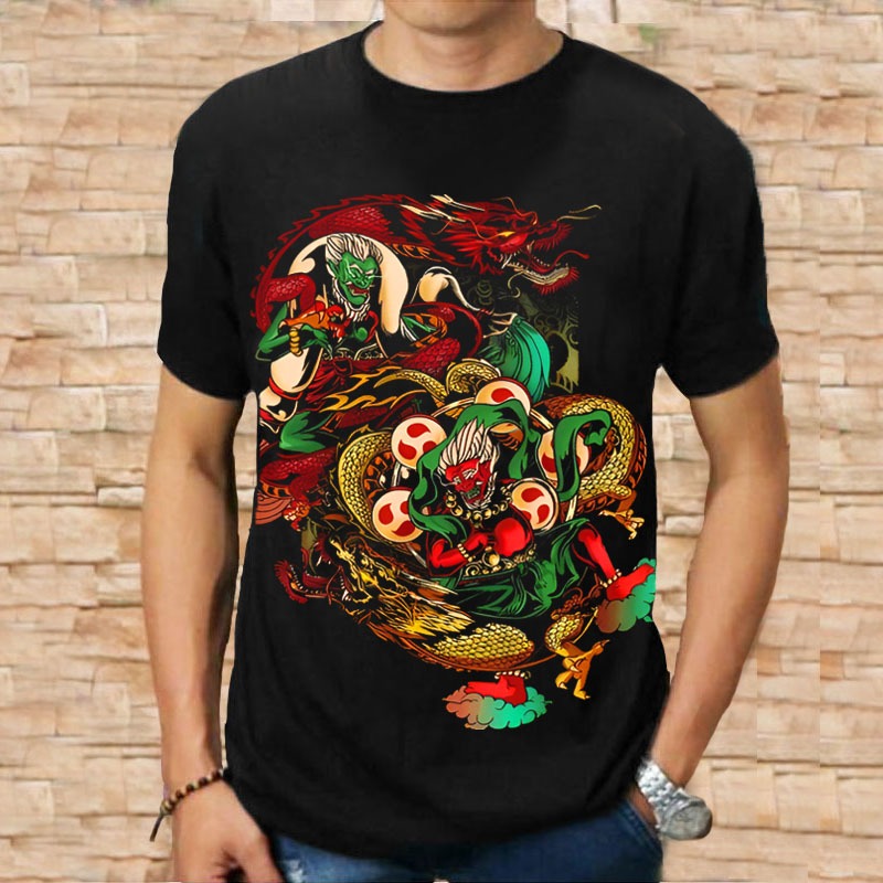KAOS DISTRO COWOK ORIGINAL DRAGON FUJIN RAIJIN BAJU DEWASA KEREN LENGAN PENDEK JUMBO TERBARU