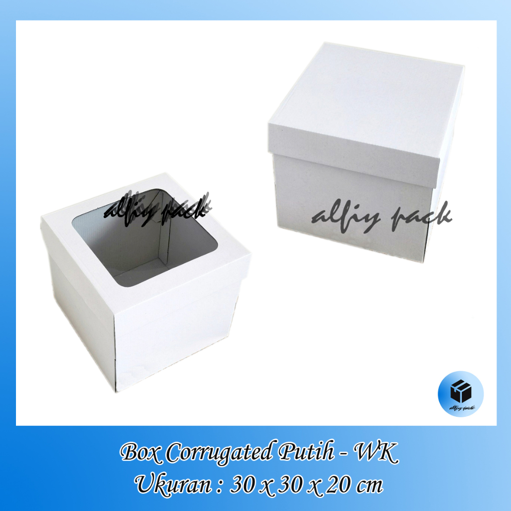 

1pack isi 10pcs KOTAK KUE TART CAKE BOX WINDOW 30X30X20 CM DUS CORRUGATED PUTIH JENDELA MIKA BOX HAMPERS KOTAK KADO DUS PUDING