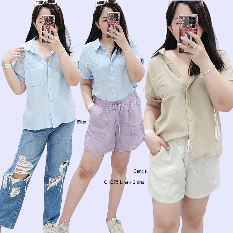 CK75 LINEN SHIRT Baju Atasan Kemeja Wanita Branded