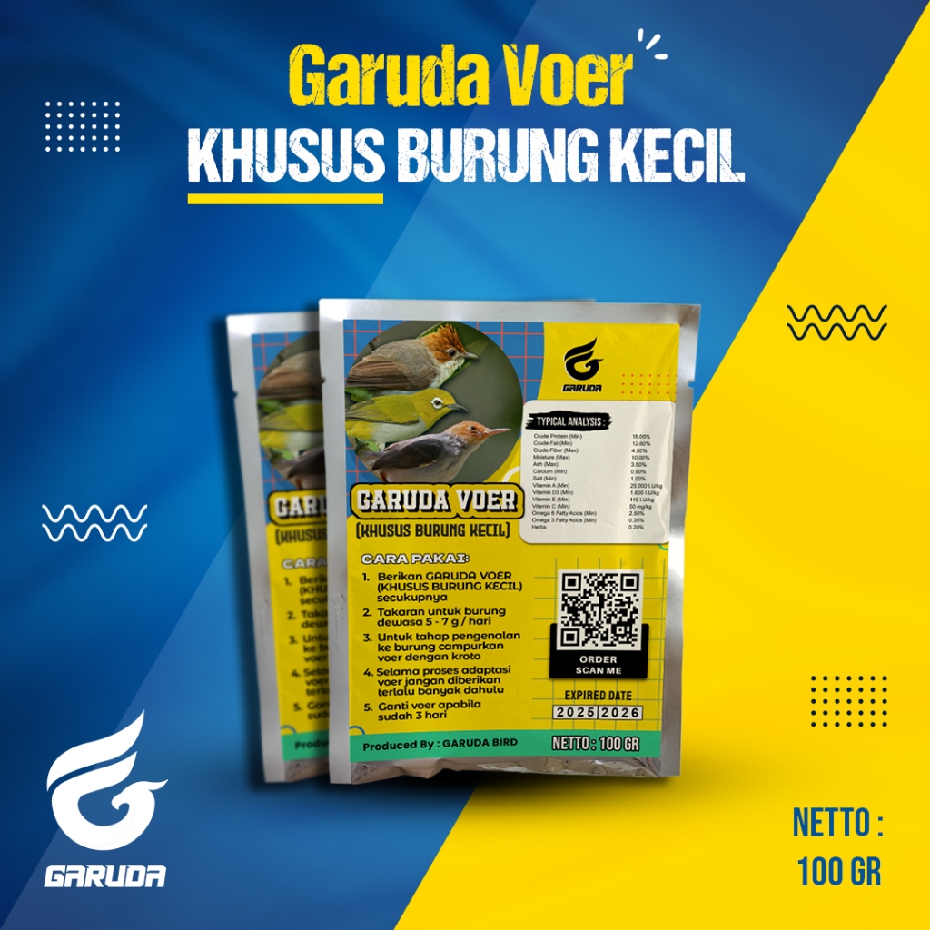 VOER BURUNG KECIL | VOER HARIAN | VOER NUTRISI KOMPLIT | GARUDA VOER HARIAN KHUSUS BURUNG KECIL | GA