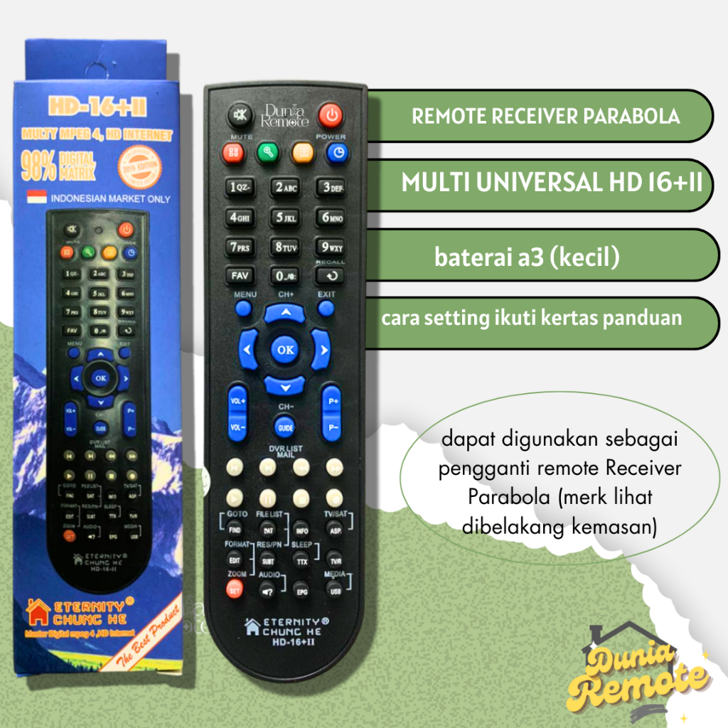 Langsung Connect Remot Remote Multi Receiver Parabola HD MPEG4 master HD 16+II Tr Universal
