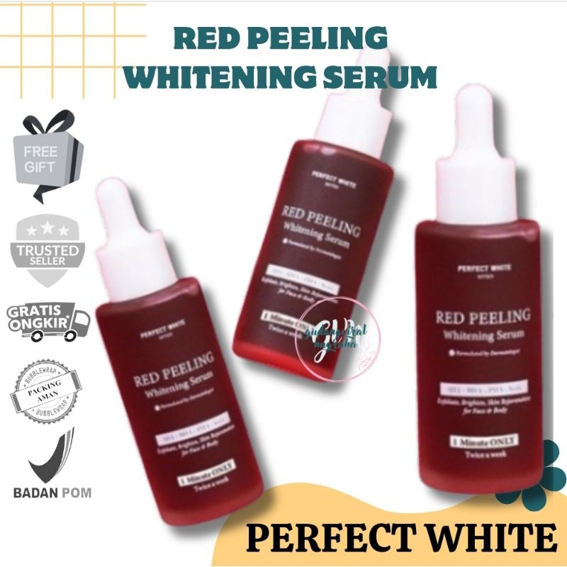 ☘️GVN☘️ PERFECT WHITE RED PEELING WHITENING SERUM 50ML WITH AHA BHA PHA KOJIC ACID FOR FACE AND BODY