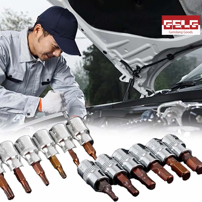 6pcs Mata hexagonal Hex Bit Socket set Mata Kunci Shock Torx Bintang Drive Mata Hex Bit Socket