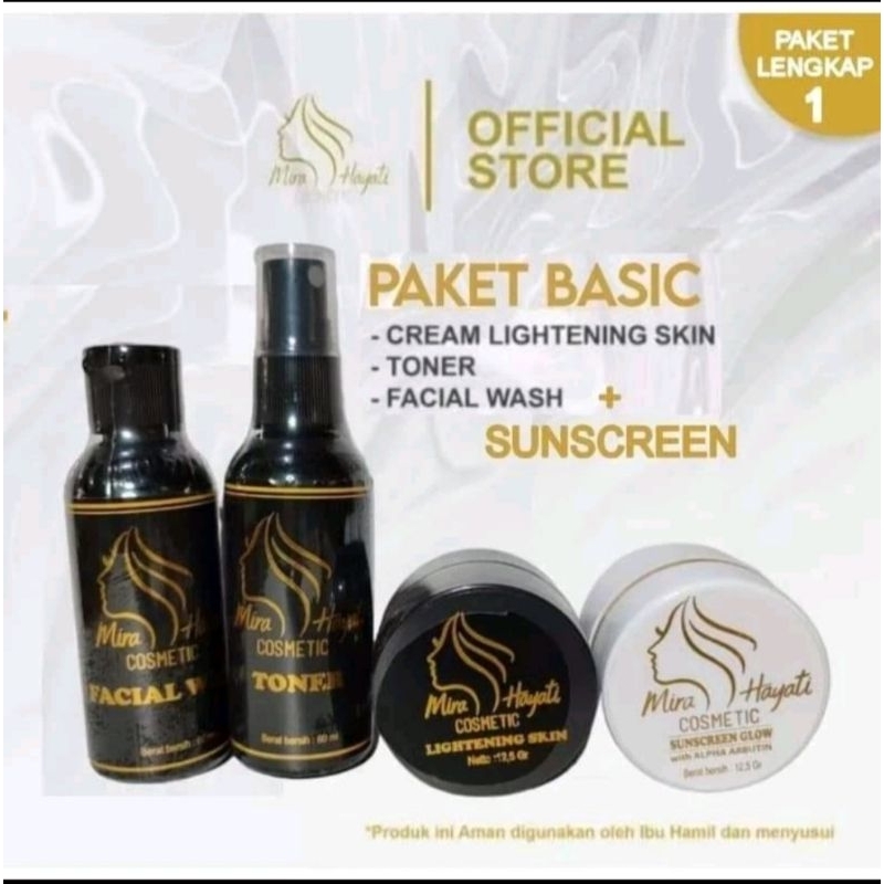 PAKET BASIC + SUNSCREN GLOWING mira hayati COSMETIC skincare mh cosmetic