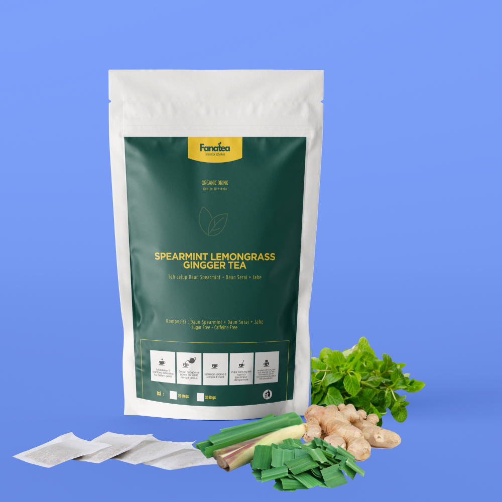 

Spearmint Lemongrass Ginger Tea - Fanatea - Teh Spearmint + Serai + Jahe isi 20/30