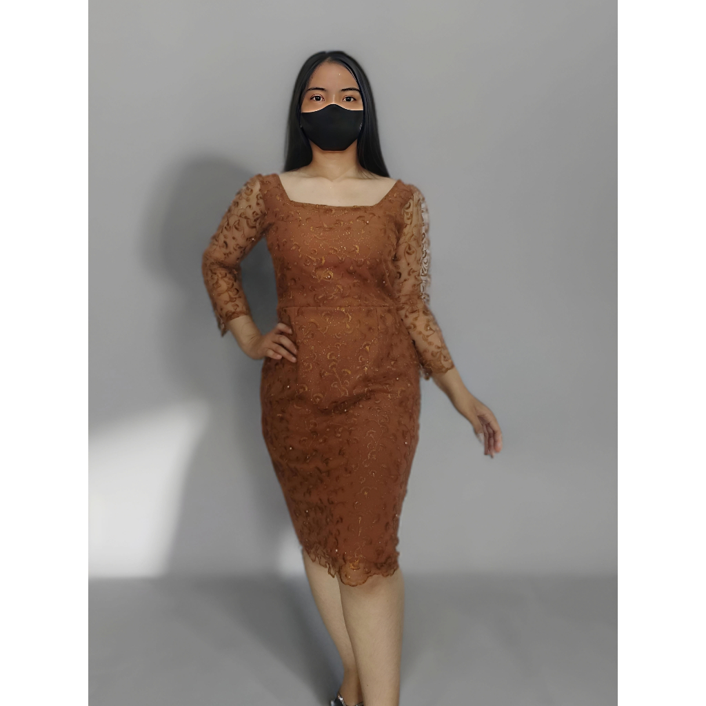 Dress Brukat mewah Gaun pesta fit body Dress scuba bodycone lapis Brokat tulle mutiara Korean Dress 