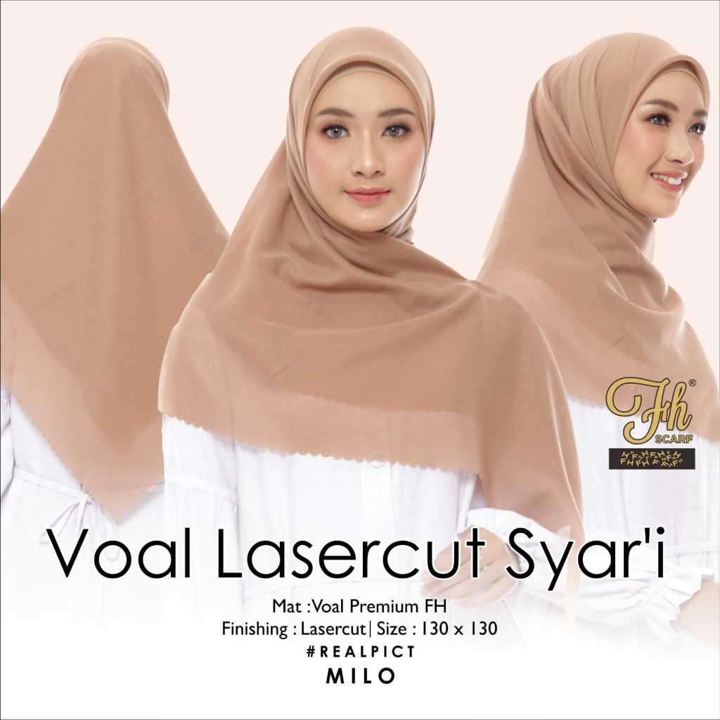 HIJAB SEGI EMPAT JUMBO SYAR'I lASERCUT 130 X 130 CM WOLFIS GRADE A PREMIUM HALUS ADEM RINGAN TEBAL D
