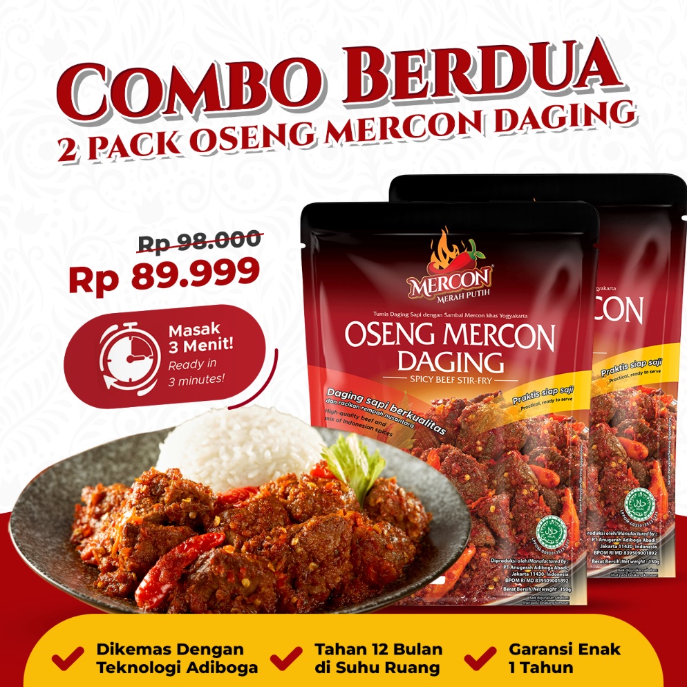 

Top Product Mercon Merah Putih Hemat Combo Berdua 2 x Oseng Mercon Daging