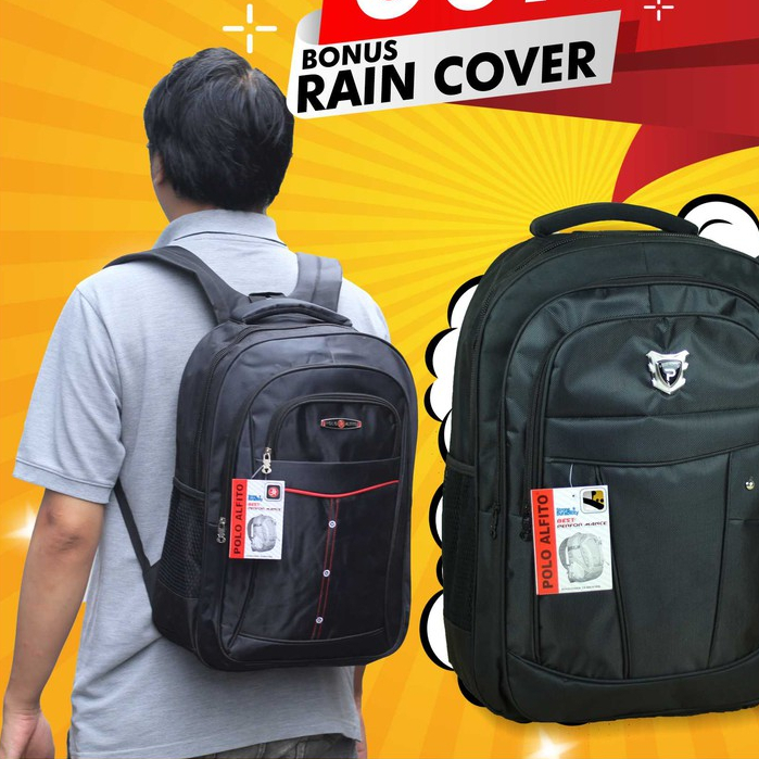 Polo  Tas Gendong Sekolah SMP SMA Cewek Cowok Ransel Laptop Kuat Murah Backpack Simpel