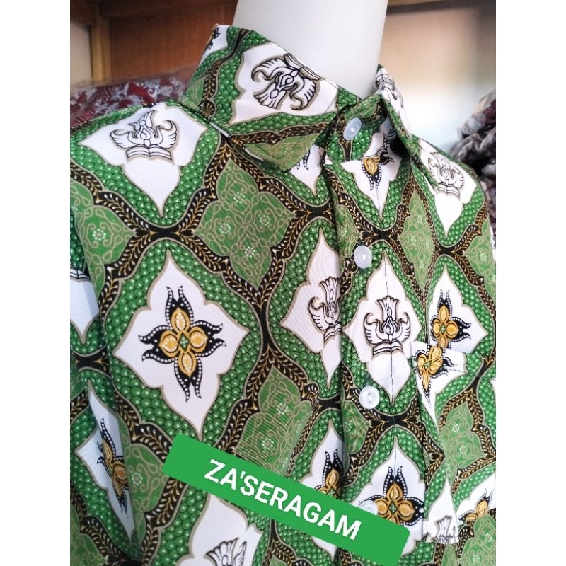 Batik Sekolah/Batik SMP Negeri/Batik SMP Nasional/Batik Sekolah Motif Rengganis Hijau