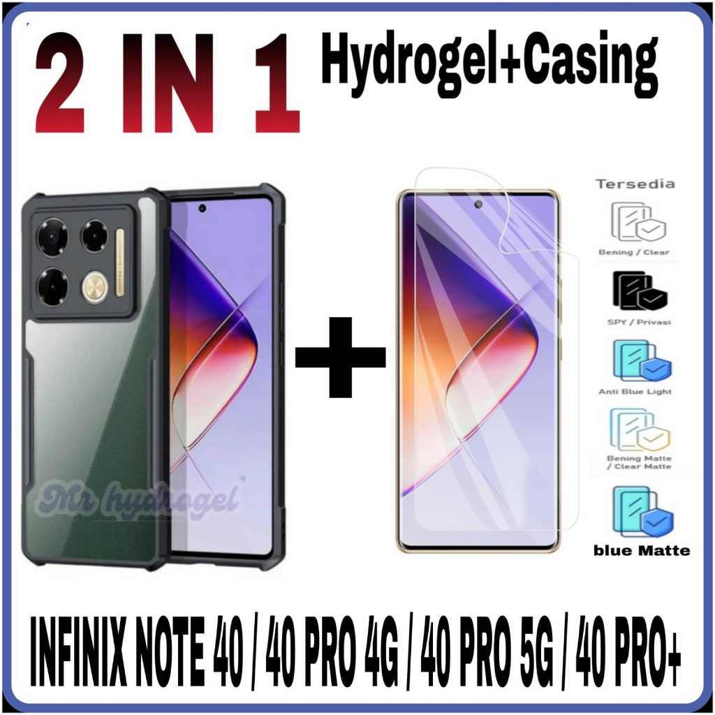 PAKET 2 IN 1 AntiGores Hydrogel + CASING ARMOR HP FOR INFINIX NOTE 40 4G / NOTE 40 5G / NOTE 40 S / 