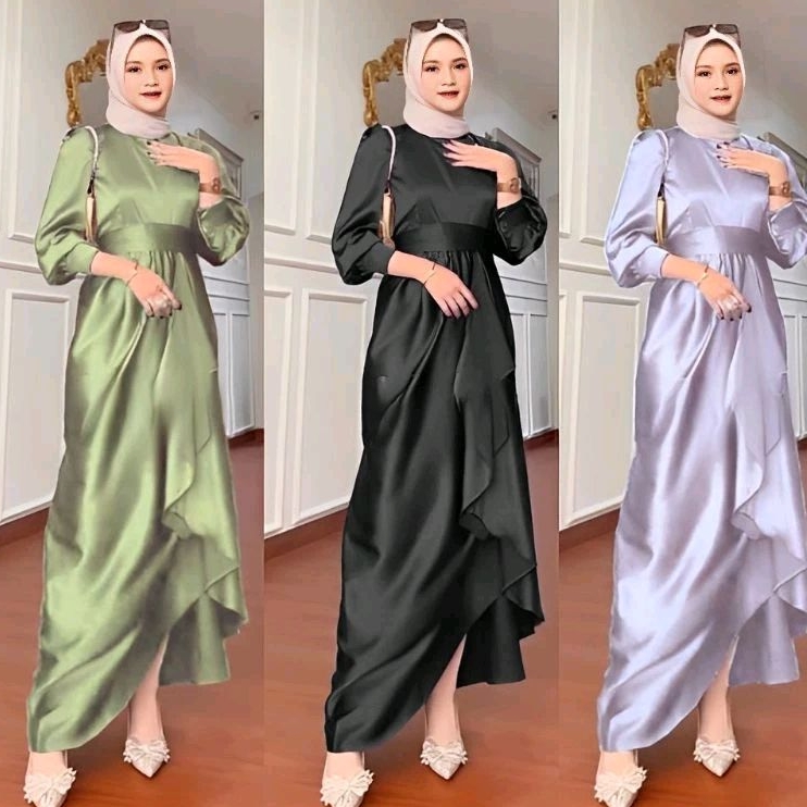{ BISA COD } JUSI DREES | GAMIS KONDANGAN SATIN VELVET PREMIUM | DREES PESTA BRIDESMAID | 'GAMIS POL