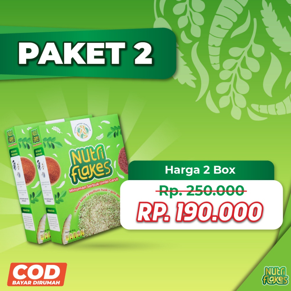 

Cuma hari ini Nutriflakes Sereal Umbi Garut Asam Lambung 2 Box