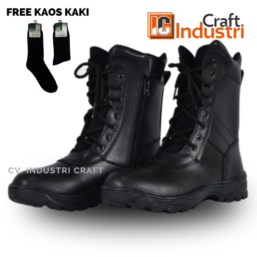 [FREE KAOS KAKI] Sepatu PDL Doff MOXXER TNI Polri Polisi Satpam Security Banser Balantas Hitam Doff 