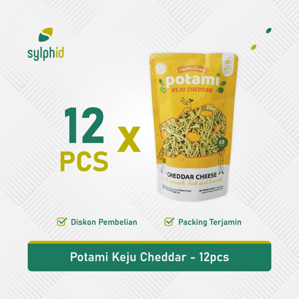 

Potami Mie Remes Keju Cheddar 65gr / Cheese Snack Tanpa MSG & Pengawet (12 pcs)