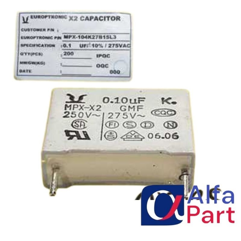 CAPASITOR MKP 100n 275v EUROPTRONIC