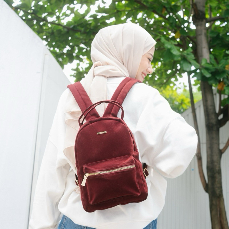 [ORIGINAL] Flicka Ransel Corduroy Maroon Kode J 90 / Flicka Backpack / Ransel Corduroy