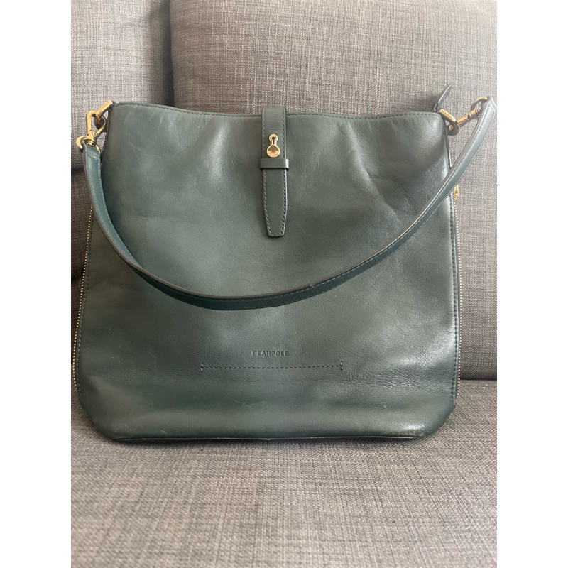 BEAN POLE SHOULDER BAG IN DARK GREEN 29x27cm - Preloved Good Condition