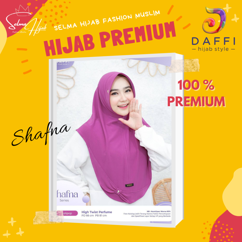 Shafna Daffi Hijab Jilbab Instan Khimar Syari Murah Bahan Kualitas Premium Jersey High Twiss