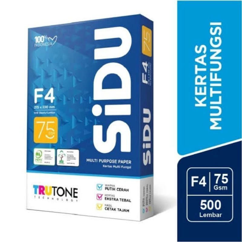 

KERTAS F4 75 GSM SINAR DUNIA BERKUALITAS / KERTAS HVS FOLIO SIDU / KERTAS SIDU F4